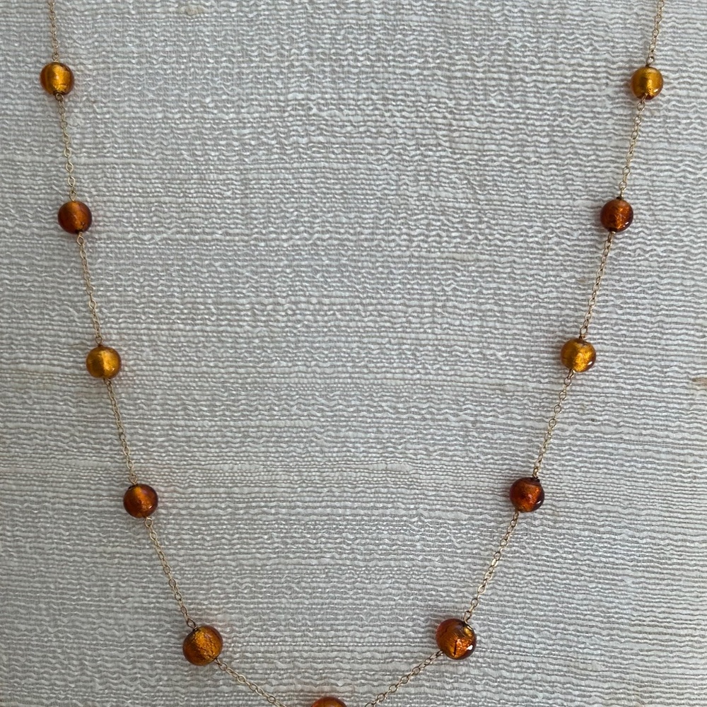 Gold foil Murano glass bead necklace
